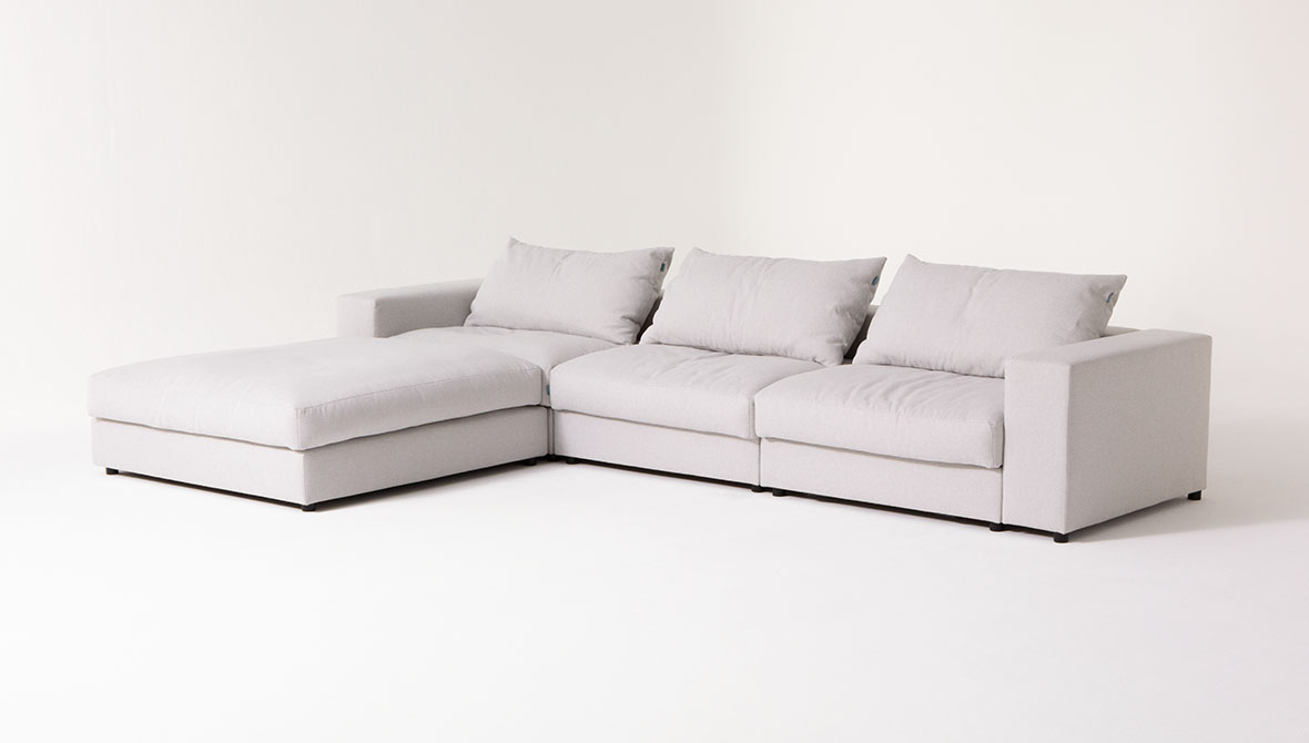 Dreisitzer Sofa FLAYR grau mit Recamiere