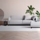 Stoffsofa in grau von MYCS mit Hocker