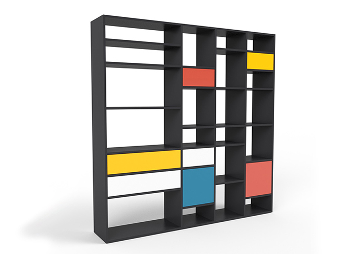 Une bibliothèque de MYCS créée en s'inspirant du style Mondrian.