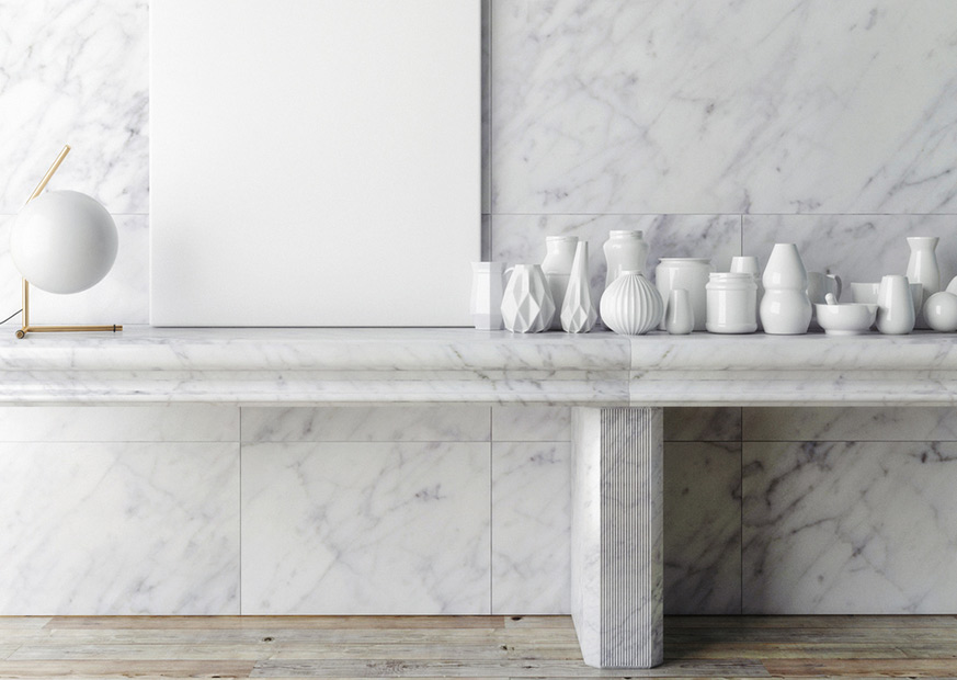 All-white marble room